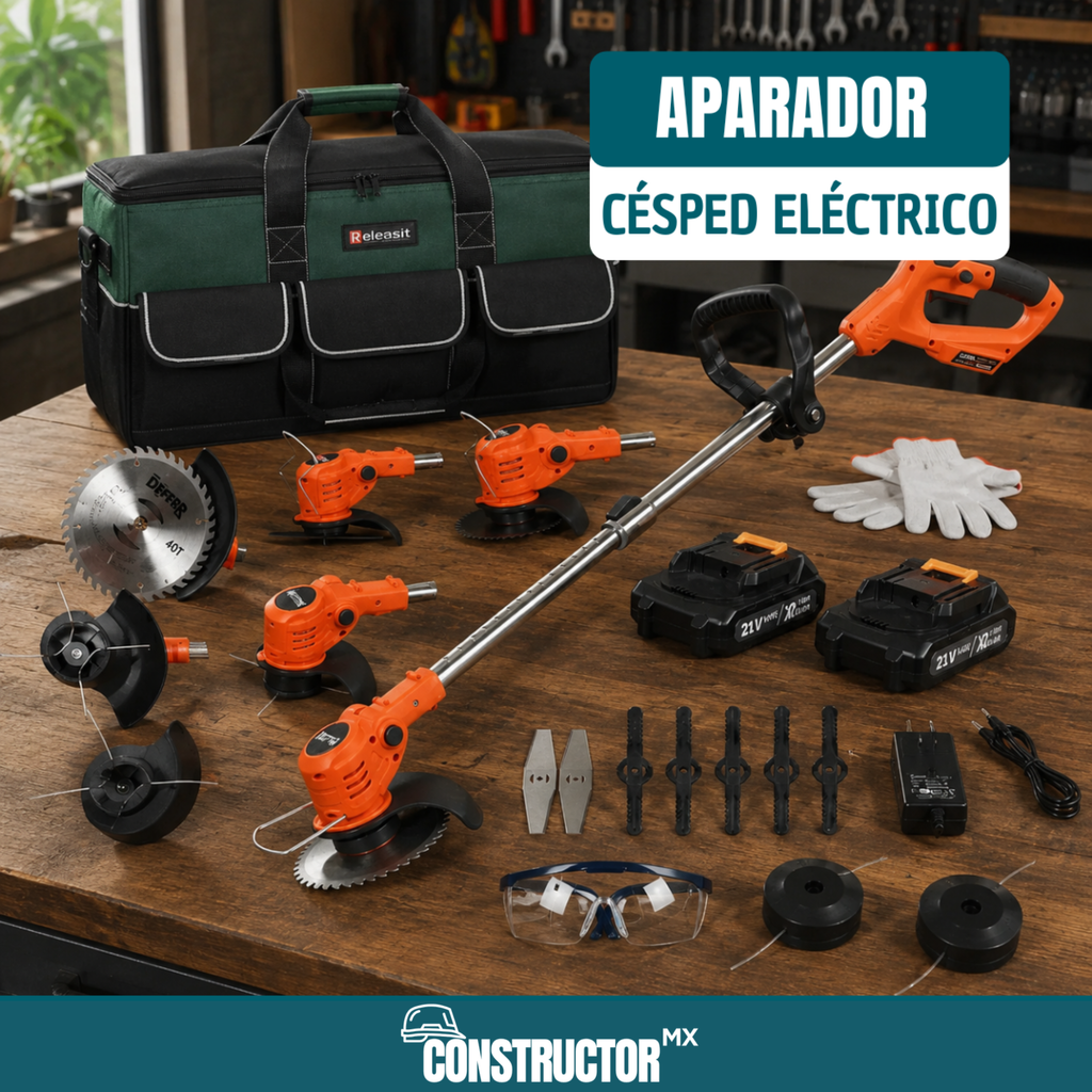 Aparador de Césped Eléctrico Inalámbrico BiVolt 900W Desmontable + REGALO: 2 Baterías + Bolsa Multiuso