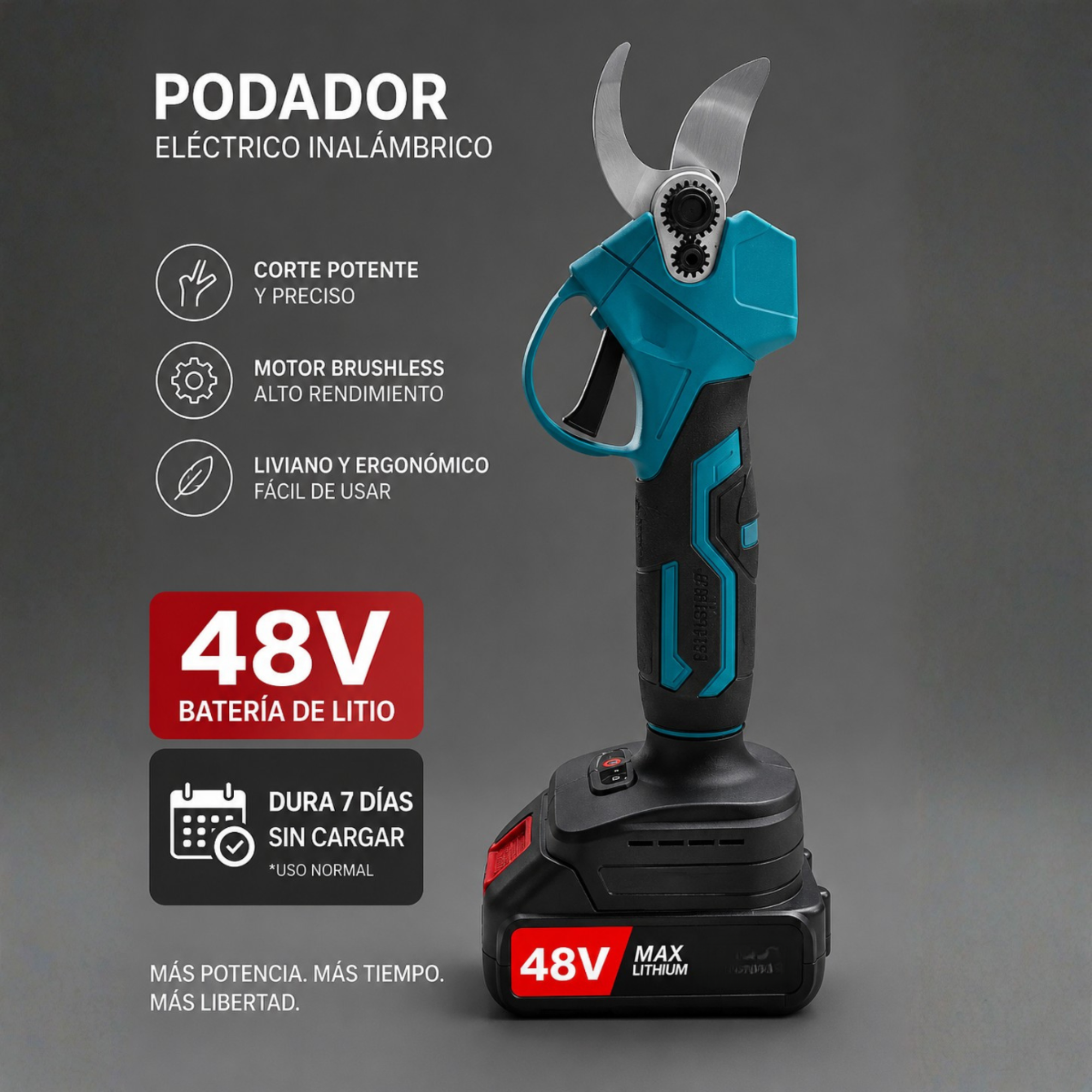 Podadora Eléctrica Inalámbrica con Brazo Extensor BiVolt 600W y 2 Baterías + REGALO: Bolsa Multiuso - ¡Llevá 2 y Pagá 1!