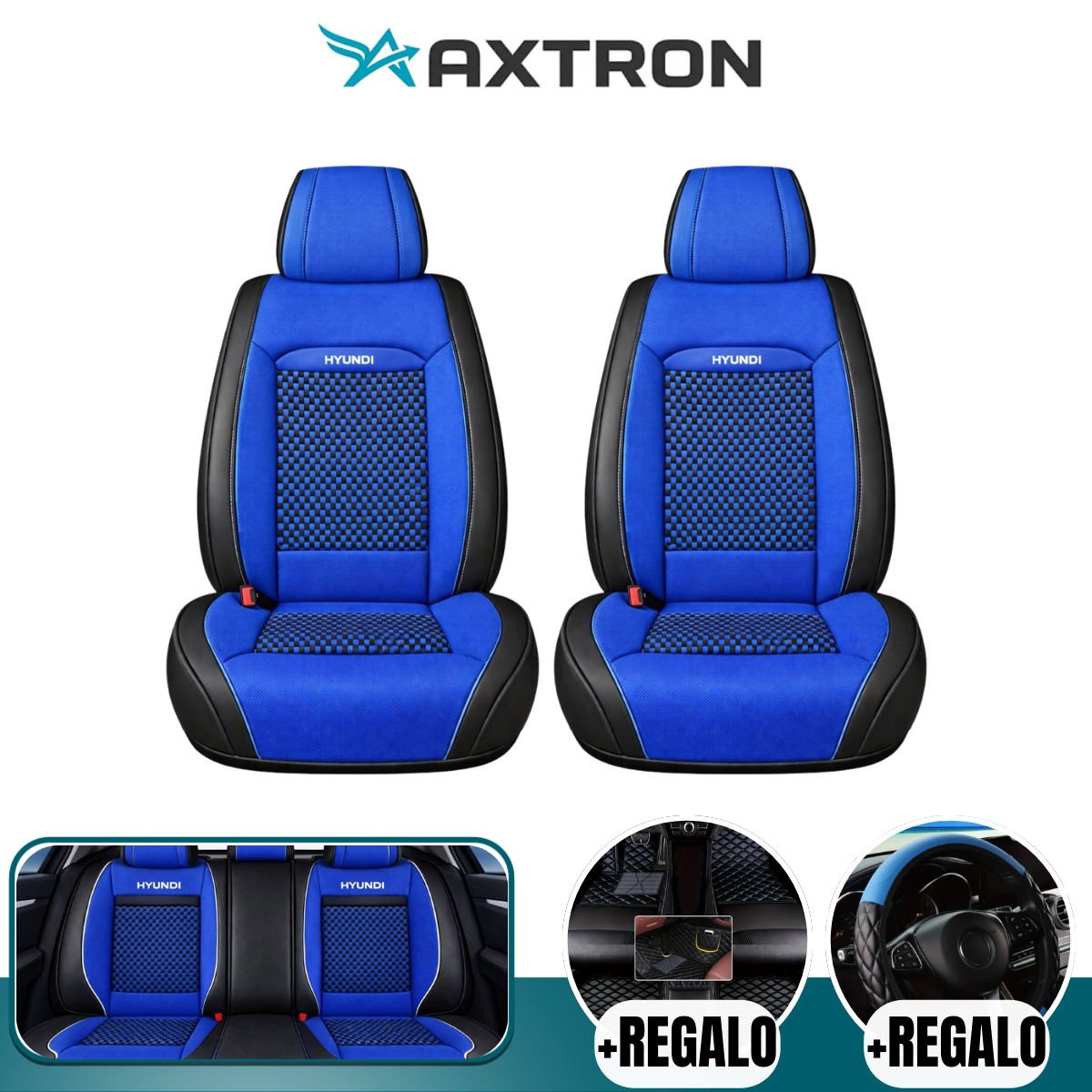 Funda Universal para Auto OverDrive en Cuero Legítimo con AirBag + REGALOS: Alfombra de Cuero y Funda para Volante